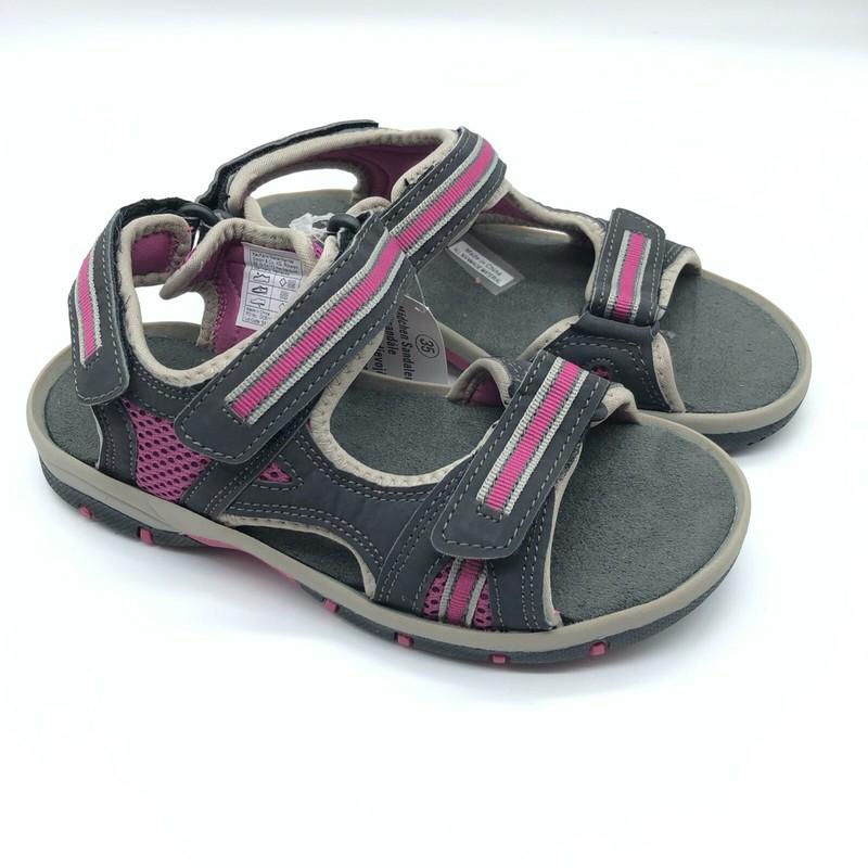 Hanx Girls Sandals Fisherman Sport Faux Leather Mesh Pink Gray Size 35 US 4