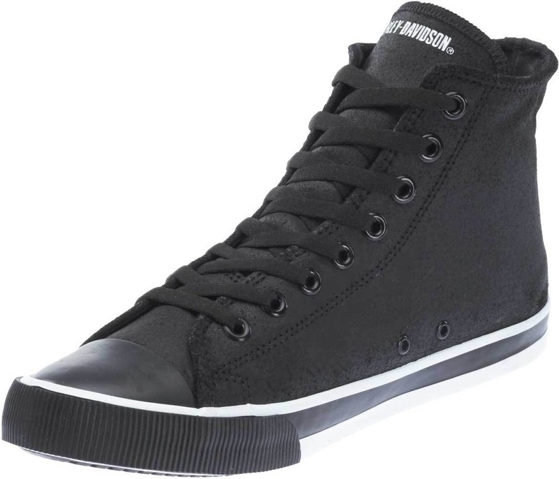 Harley-Davidson Men's Baxter Black/White 4.5" Leather Hi-Cut Sneakers D93341