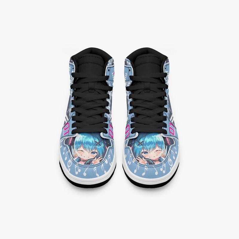 Hatsune Miku High-Top Leather Sneakers Musical Shoes. Japanese Anime Character