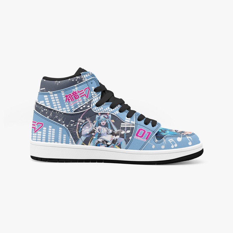 Hatsune Miku High-Top Leather Sneakers Musical Shoes. Japanese Anime Character