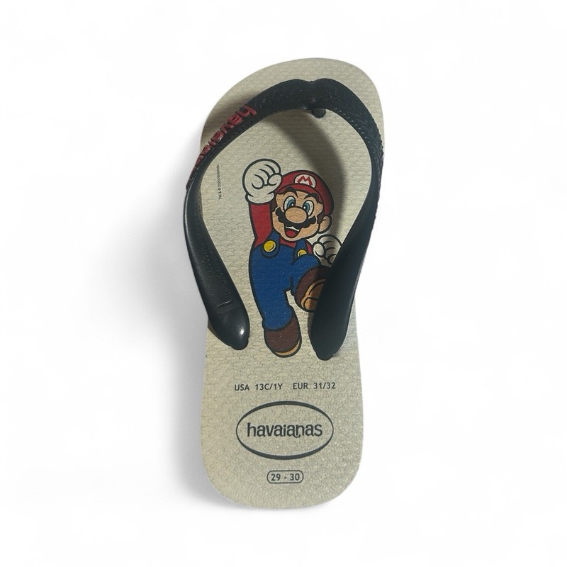 Havaianas Boys Mario Bros Left Sandal Only White/Black Flip Flop Size 13C