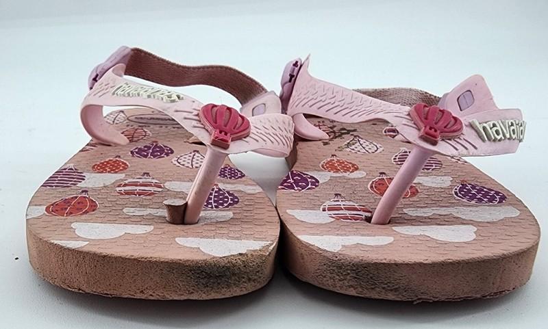 HAVAIANAS Flip Flops Sandals With Straps Pink Hot Air Balloons Baby Infant Sz 6C