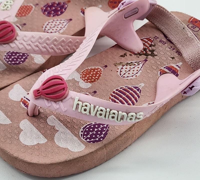 HAVAIANAS Flip Flops Sandals With Straps Pink Hot Air Balloons Baby Infant Sz 6C
