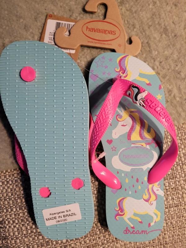 Havaianas Pink/ Ice Blue Unicorn Flip Flops Sandals Girls Size 3/4Y NWT