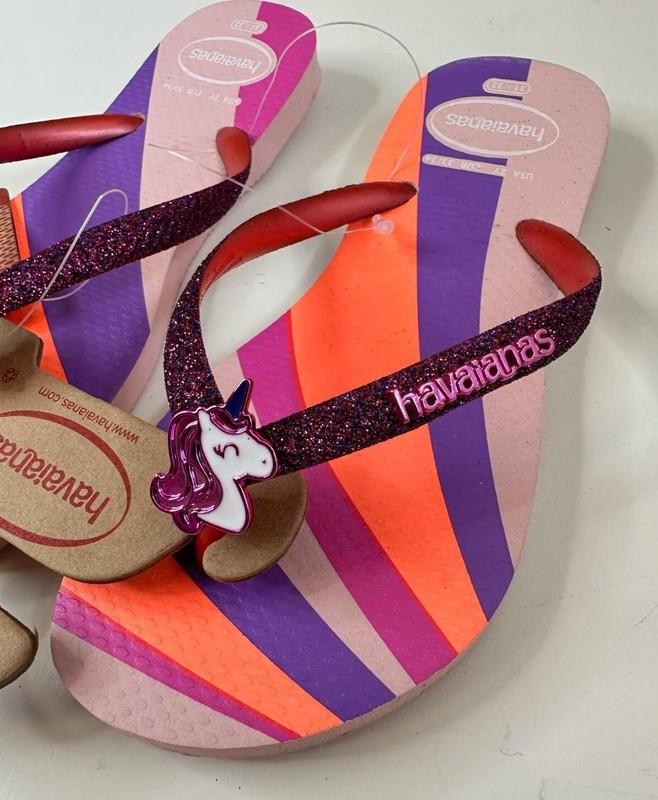Havaianas Slim Glitter Unicorn Kids Flip Flops / Candy Pink