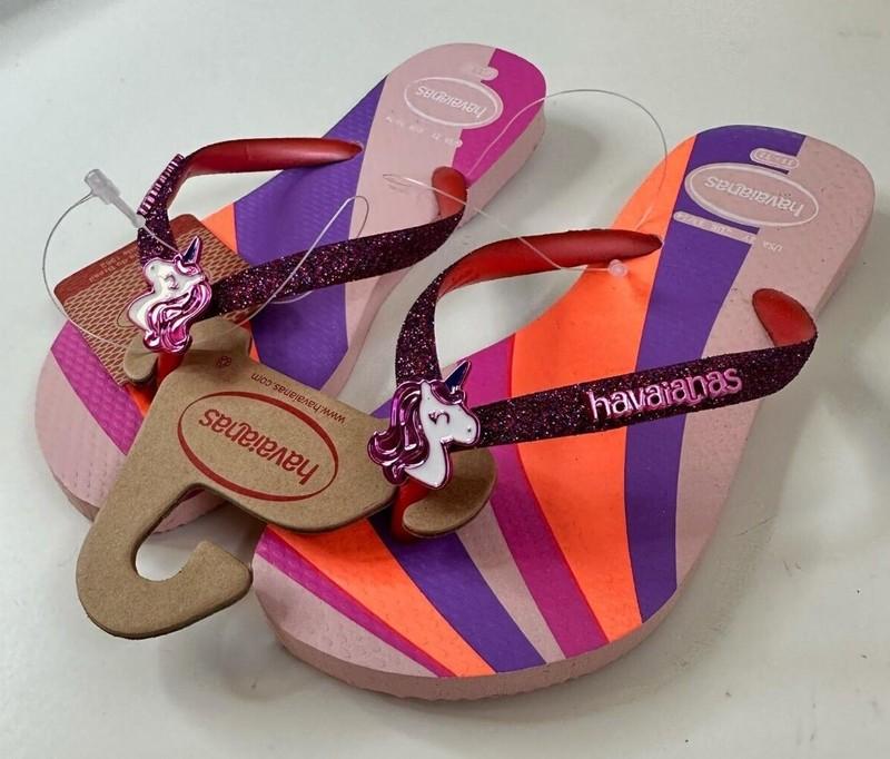 Havaianas Slim Glitter Unicorn Kids Flip Flops / Candy Pink