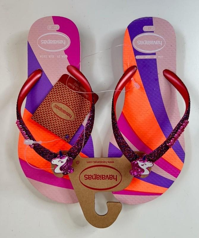 Havaianas Slim Glitter Unicorn Kids Flip Flops / Candy Pink