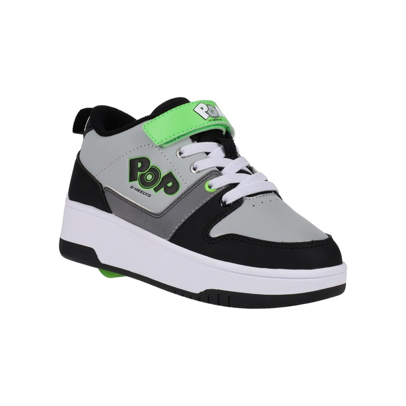 Heelys POP 5 Wheel Shoes Unisex Kids Black Grey Green 3 US Heel Sneakers