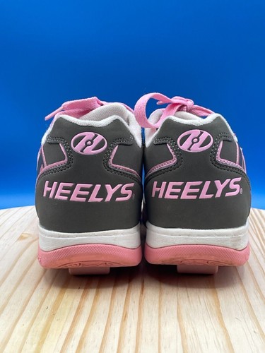 Heelys Skateboarding Shoe Youth Girl Sz 5W Charcoal/Grey Pink Lace Up