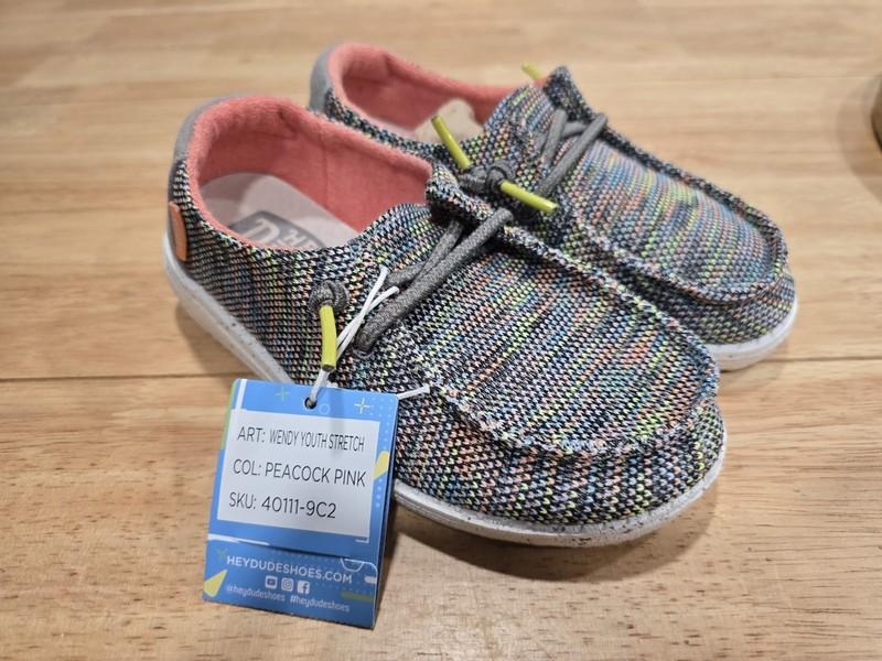 Hey Dude New K11 Girls Wendy Youth Stretch Peacock Pink Gray Shoes
