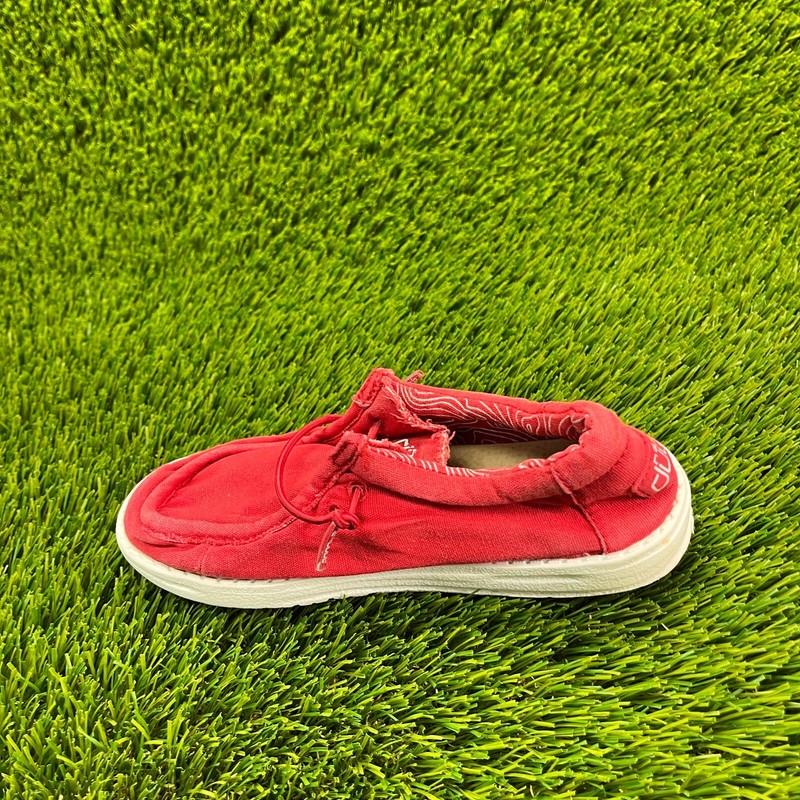 Hey Dude Wally Boys Size 12K Red White Athletic Walking Beach Slip On Shoes