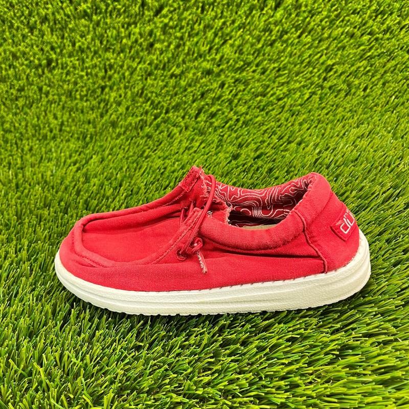 Hey Dude Wally Boys Size 12K Red White Athletic Walking Beach Slip On Shoes