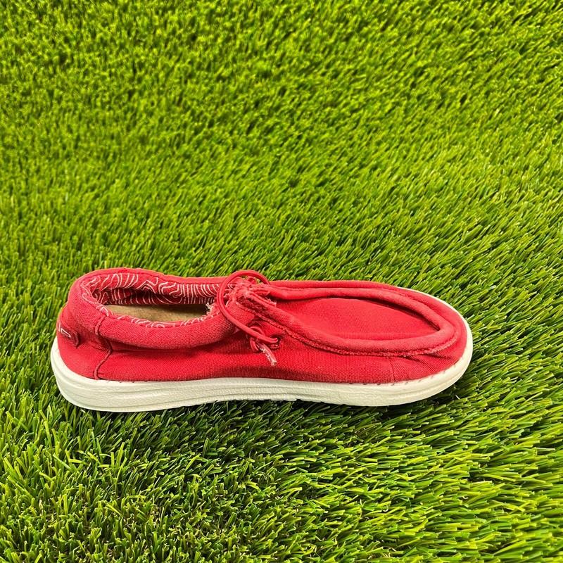 Hey Dude Wally Boys Size 12K Red White Athletic Walking Beach Slip On Shoes