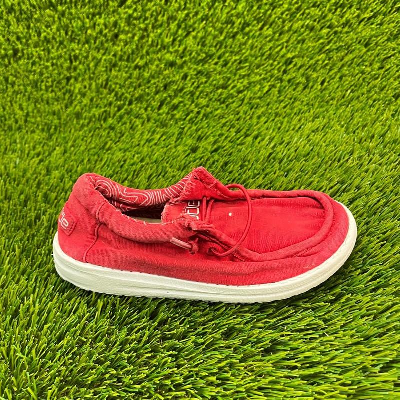 Hey Dude Wally Boys Size 12K Red White Athletic Walking Beach Slip On Shoes