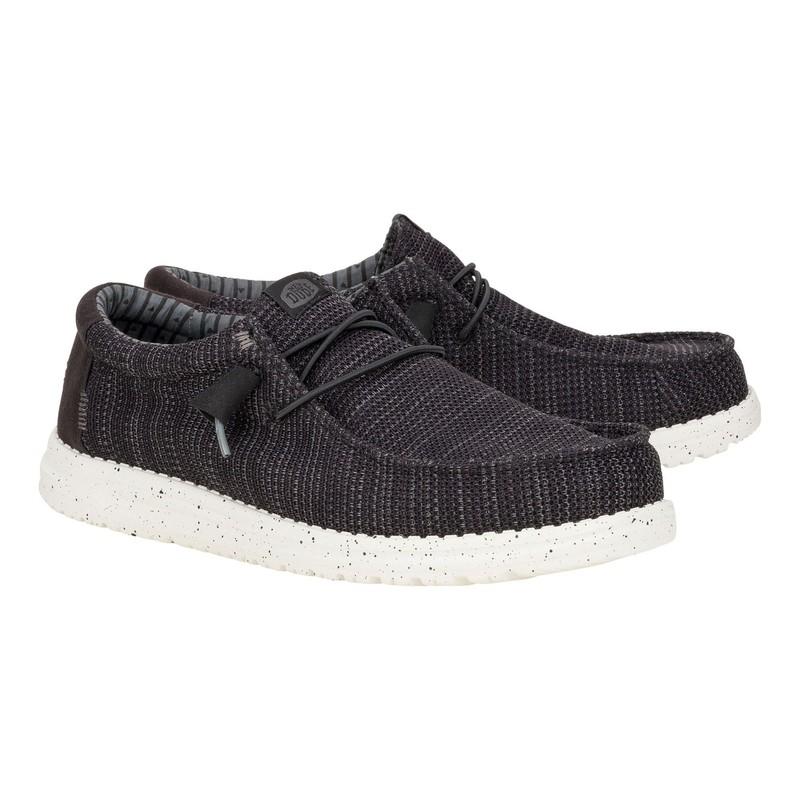 Hey Dude Wally Stretch Mesh Men's Casual Shoes Black/White M12