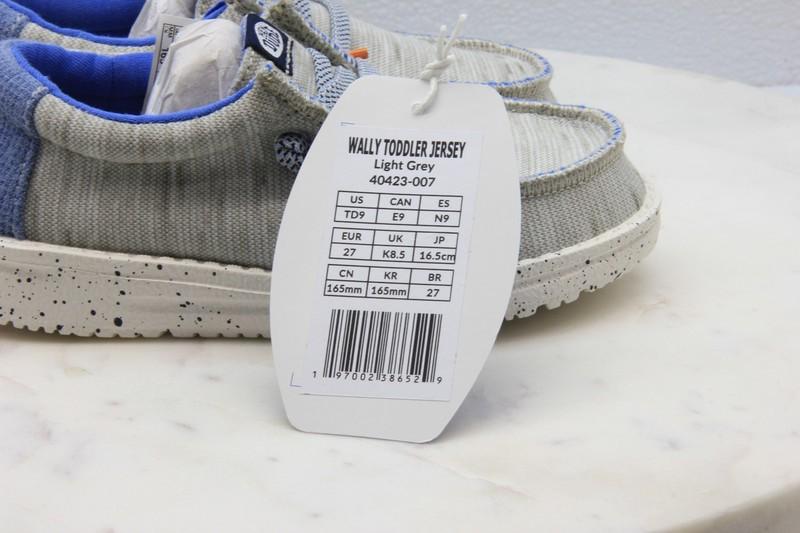 Hey Dude Wally Toddler Jersey Light Gray Casual Shoes Toddler Size 9