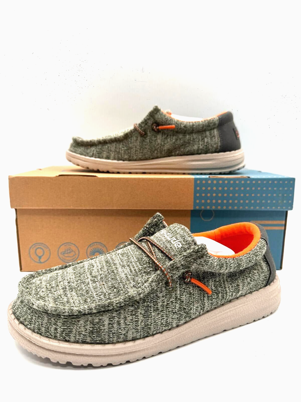 Hey Dude Wally Youth Stretch Sage 130138337 US Youth 2 Women's 3 EUR 34