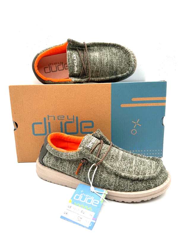 Hey Dude Wally Youth Stretch Sage 130138337 US Youth 2 Women's 3 EUR 34