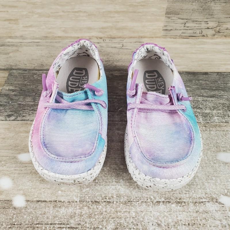 Hey Dude Wendy Dreamer Unicorn Kids Shoes Sz 7 Athletic Pink Lace-Up Sneakers