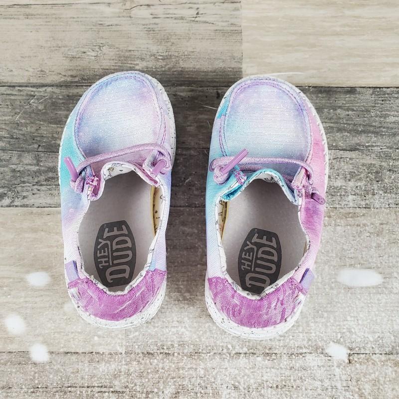 Hey Dude Wendy Dreamer Unicorn Kids Shoes Sz 7 Athletic Pink Lace-Up Sneakers