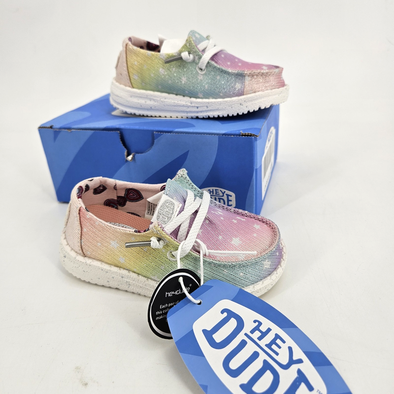Hey Dude Wendy Sparkle Star Shoes Toddler Girls Size 6 Silver/Multi 40277-1LX