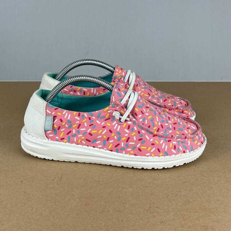 Hey Dude Wendy Youth Birthday Pink Sprinkles Casual Shoes Kids 3 Pink Multicolor
