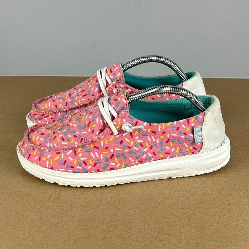 Hey Dude Wendy Youth Birthday Pink Sprinkles Casual Shoes Kids 3 Pink Multicolor