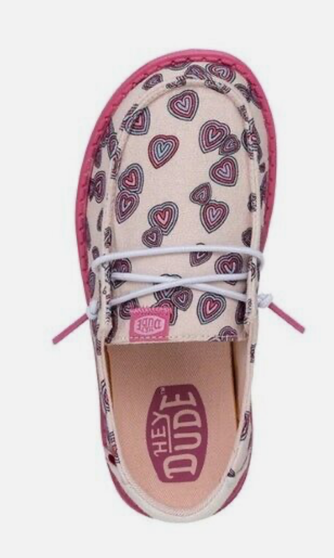 HEY DUDE WENDY YOUTH HARTS PINK Lightweight GIRLS - YT5 Y5L6