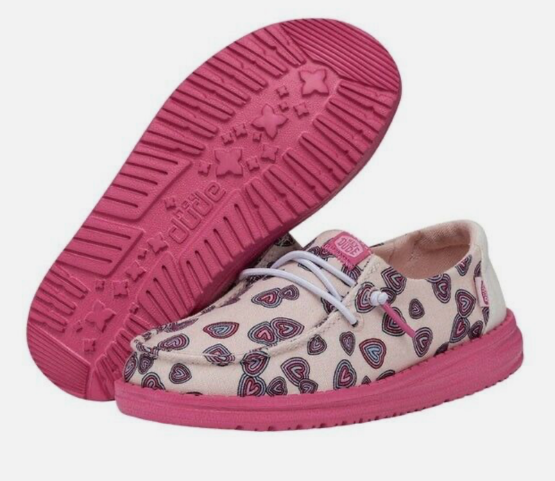 HEY DUDE WENDY YOUTH HARTS PINK Lightweight GIRLS - YT5 Y5L6