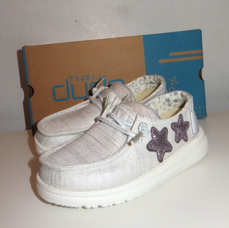 Hey Dude Wendy Youth STAR SILVER US Size K 9 EU 27