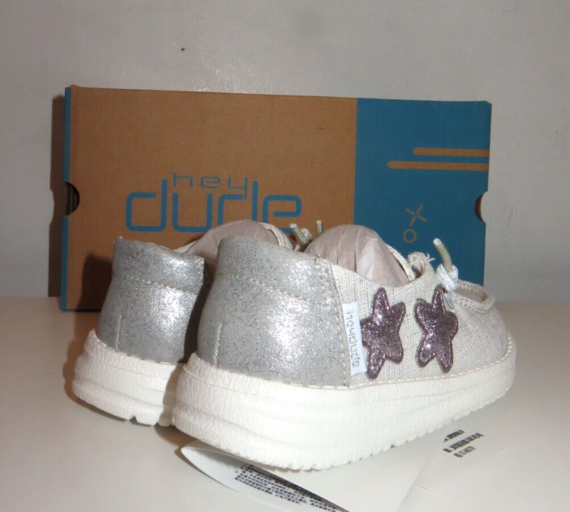 Hey Dude Wendy Youth STAR SILVER US Size K 9 EU 27