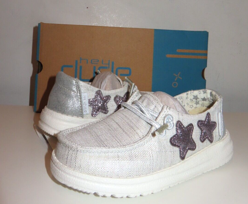Hey Dude Wendy Youth STAR SILVER US Size K 9 EU 27