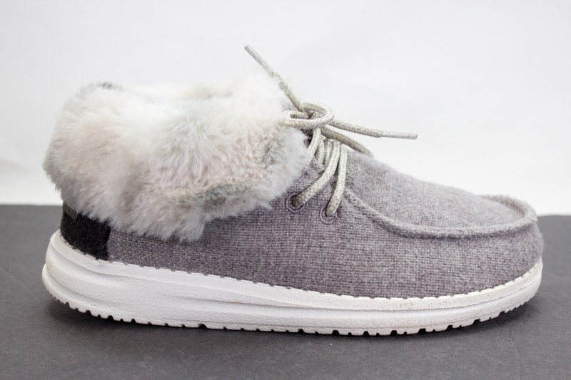 Hey Dude Youth Size US Y2 L3 Britt Sunset Gray Smoke High Top Fur Comfort Shoes