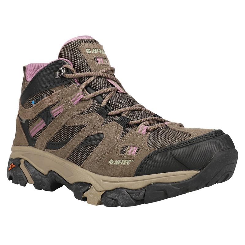 Hi-Tec Womens Apex Lite Mid Wp Smokey Brown Grape Hiking Boots T8089tjt 9M