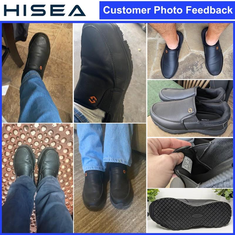 HISEA Men Non Slip Work Shoes Memory Foam Slip-On Food Service Kitchen Chef Shoe