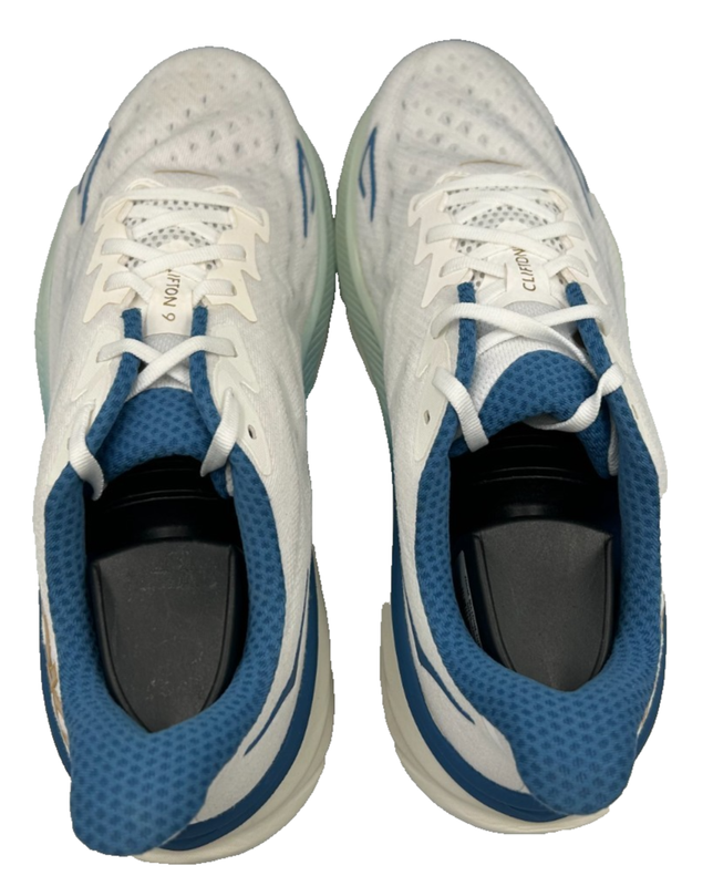 Hoka Men's Clifton 9 Lace Up Athletic Shoes White/Blue Size:11 140B
