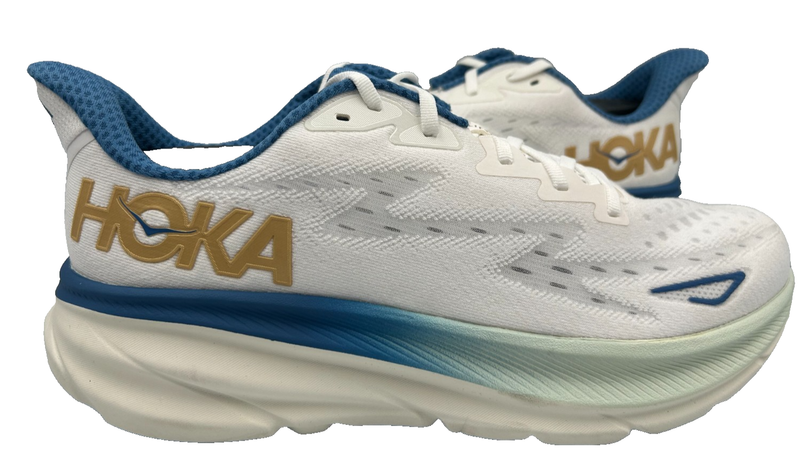 Hoka Men's Clifton 9 Lace Up Athletic Shoes White/Blue Size:11 140B