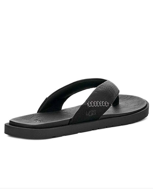 HOT DEAL UGG Men's Seaside II Leather And Suede Flip-Flops Black