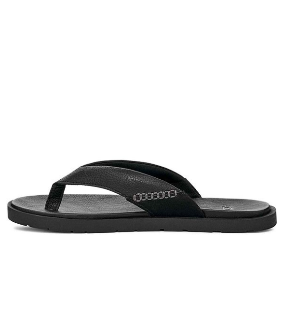 HOT DEAL UGG Men's Seaside II Leather And Suede Flip-Flops Black