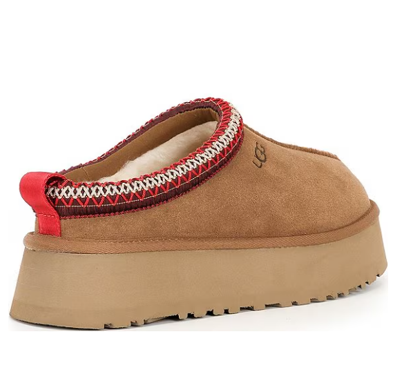 HOT SELLING UGG Tazz II Suede Logo Detail Platform Clog Slippers Chestnut