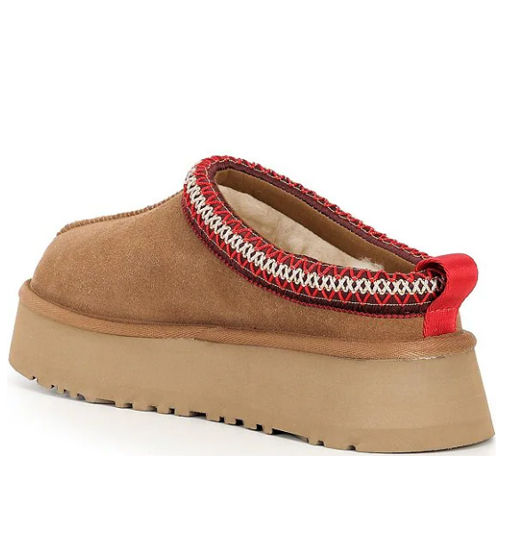 HOT SELLING UGG Tazz II Suede Logo Detail Platform Clog Slippers Chestnut