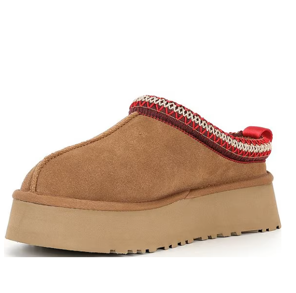 HOT SELLING UGG Tazz II Suede Logo Detail Platform Clog Slippers Chestnut