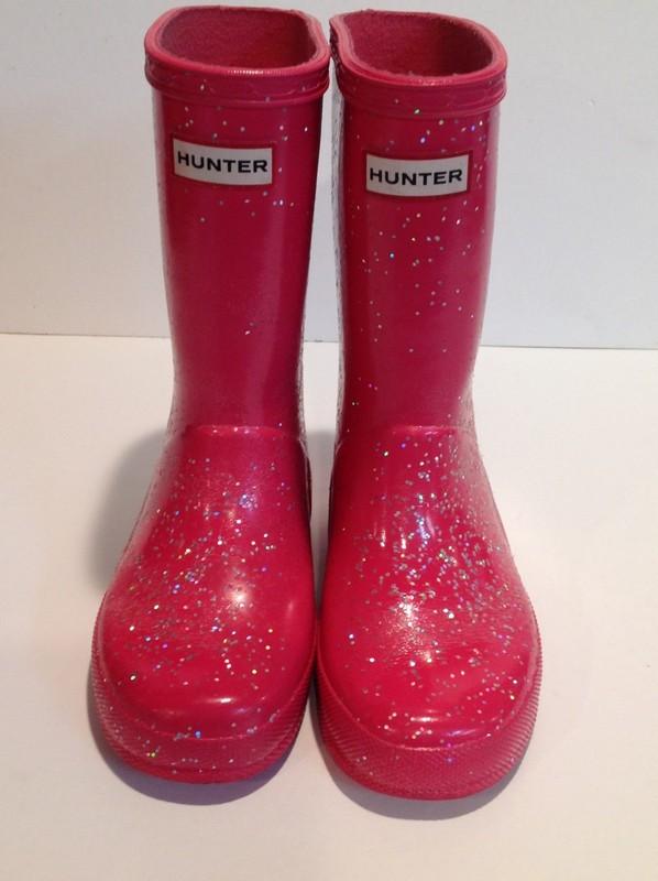 Hunter Rain Boots Girls Pink Glitter US 11 UK 10