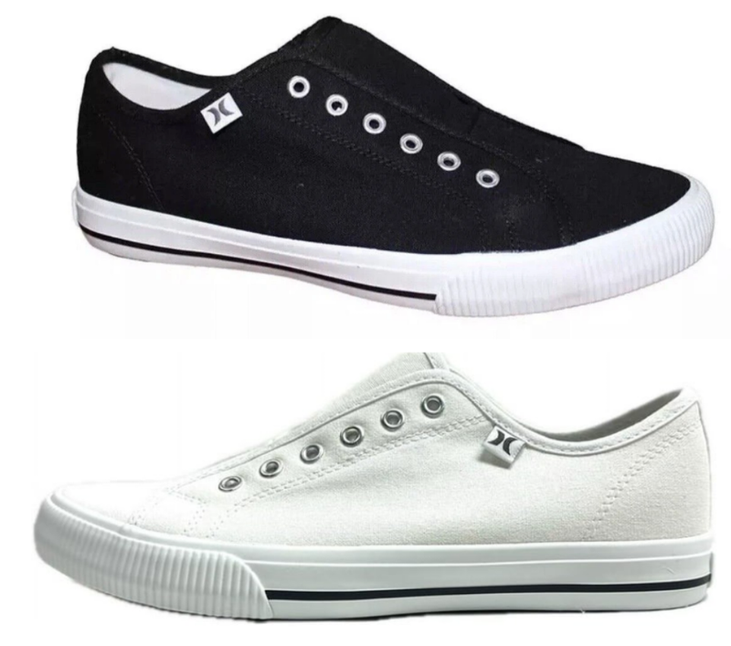 Hurley Ladies Chloe Slip on Canvas Sneaker Shoes Black Sz-7