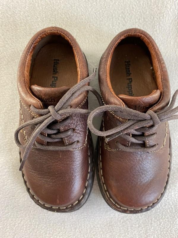 Hush Puppies Boys Size 11 M Junction Tie Oxfords Brown Leather