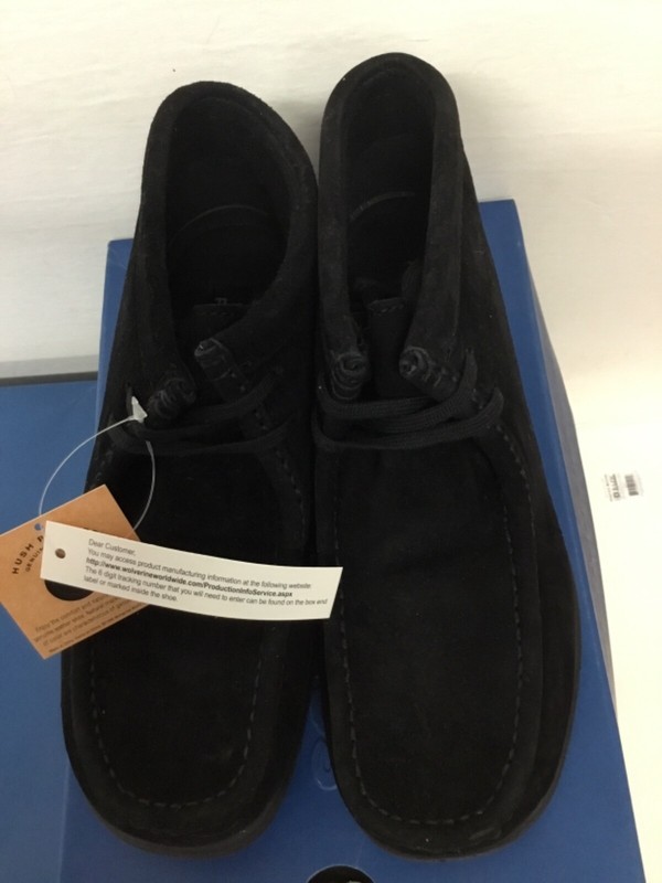 Hush Puppies Bridgeport Boys Suede Black Shoes #Q30271 Never Worn