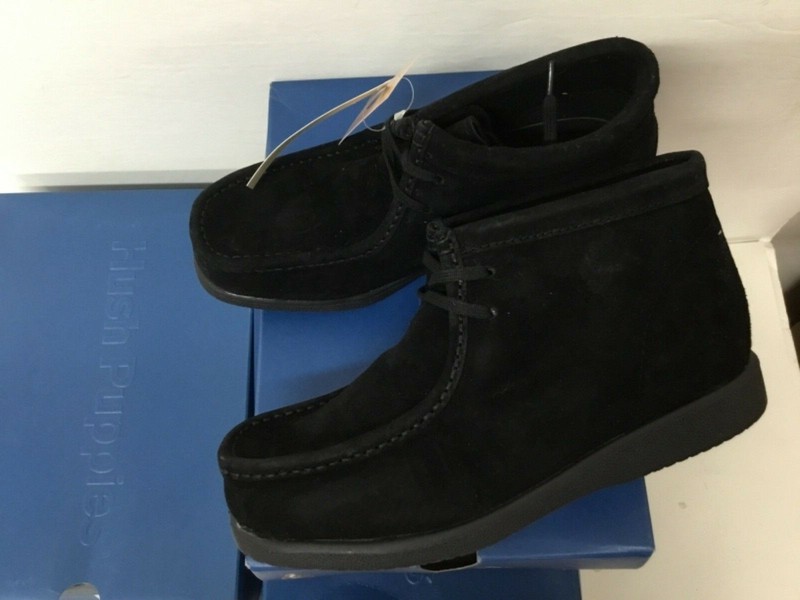 Hush Puppies Bridgeport Boys Suede Black Shoes #Q30271 Never Worn