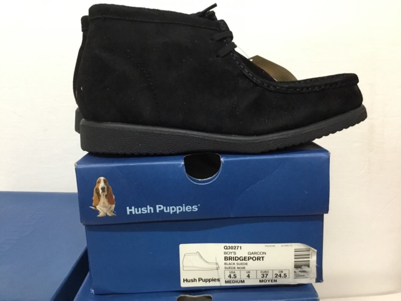 Hush Puppies Bridgeport Boys Suede Black shoes #Q30271 Never worn