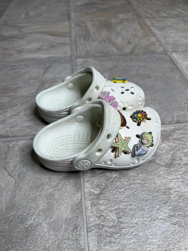 Iconic Comfort Crocs TD Girls Shoe Size 8c White Slip On Preowned