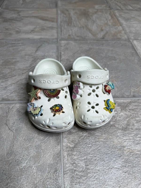 Iconic Comfort Crocs TD Girls Shoe Size 8c White Slip On Preowned